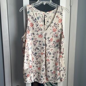 Maurices Floral V-Neck Blouse - Cream and Pink